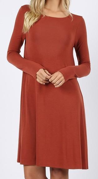 Hello Fall Swing Dress w/ pockets- Curvy