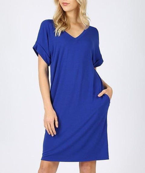On the Go V-Neck Dress w/pockets