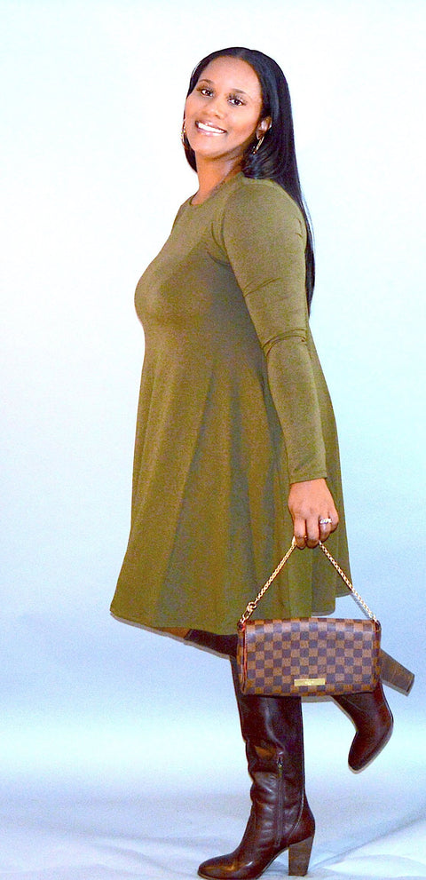 Hello Fall Swing Dress w/ pockets- Curvy