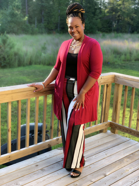 Stripe Wide Leg Pants Curvy **Up to Size 3X