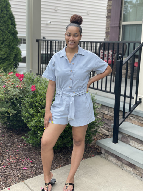 Wendy woven front button romper