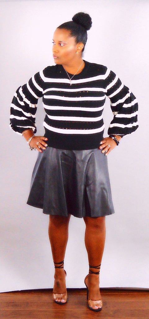 Faux Leather Pleated Skirt