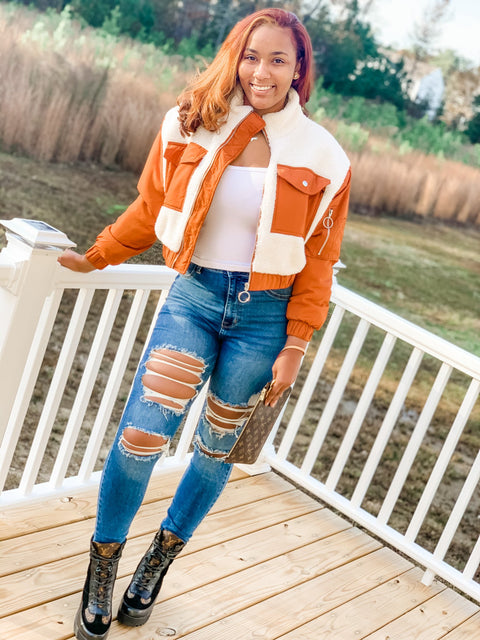 Jayla Crop Teddy Jacket