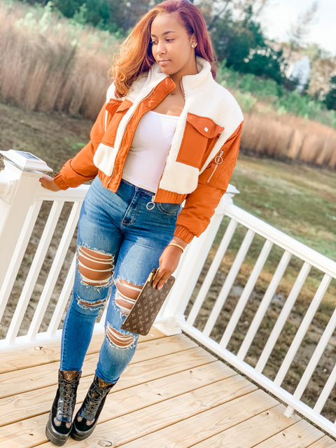 Jayla Crop Teddy Jacket